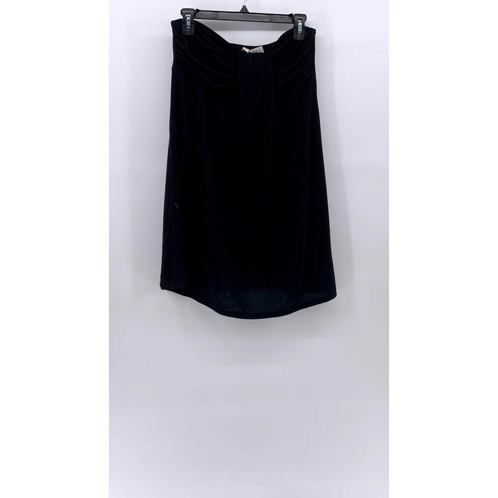 HULA HONEY Women's Black Solid Drapey Strapless A-Line Mini Dress SZ M - Picture 2 of 11